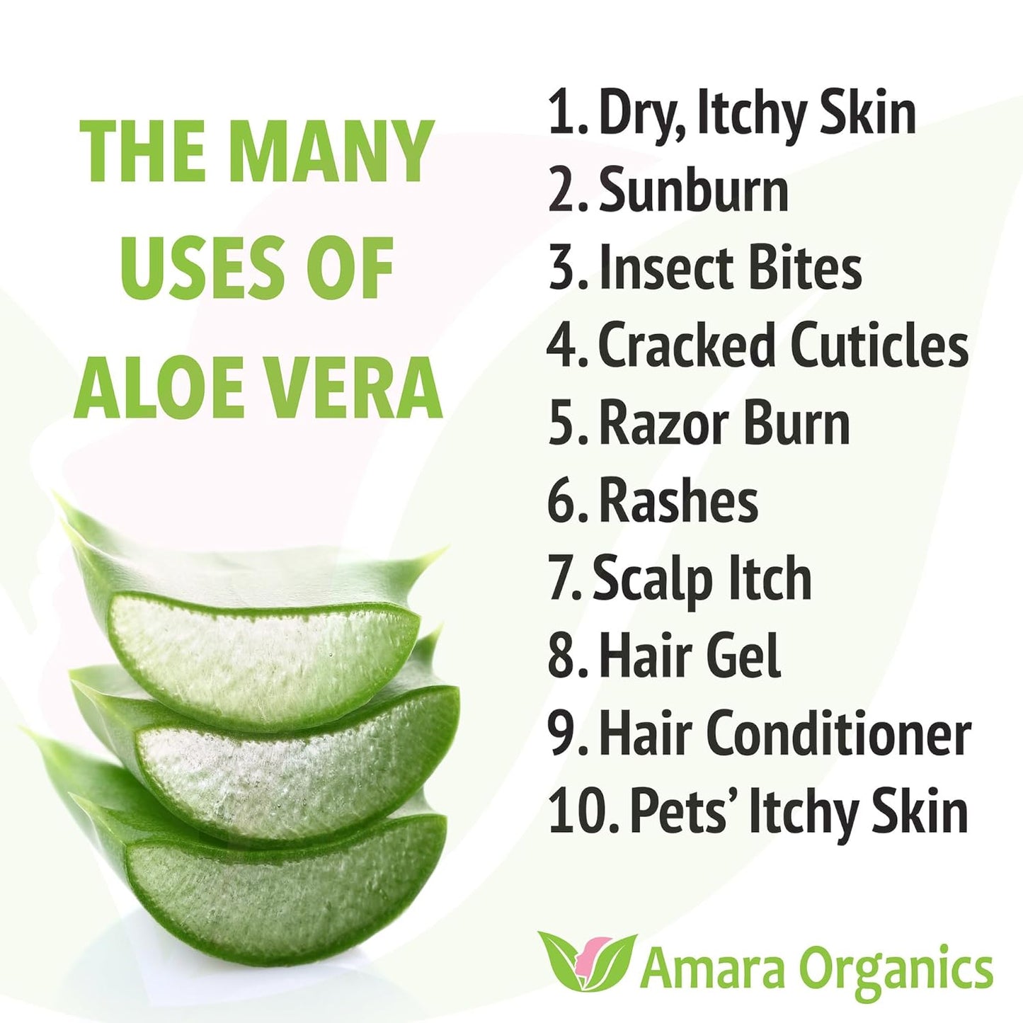 Organic Aloe Vera Gel for Skin, Face, Body, After Sun Care - USDA Certified Organic, 12 fl. oz.