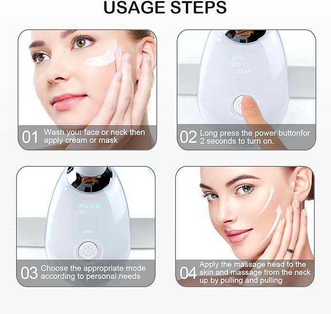 Face and Neck Massager,7 Color Multifunctional Facial Skin Care Tools, Led Face and Neck Beauty Device for Home Use