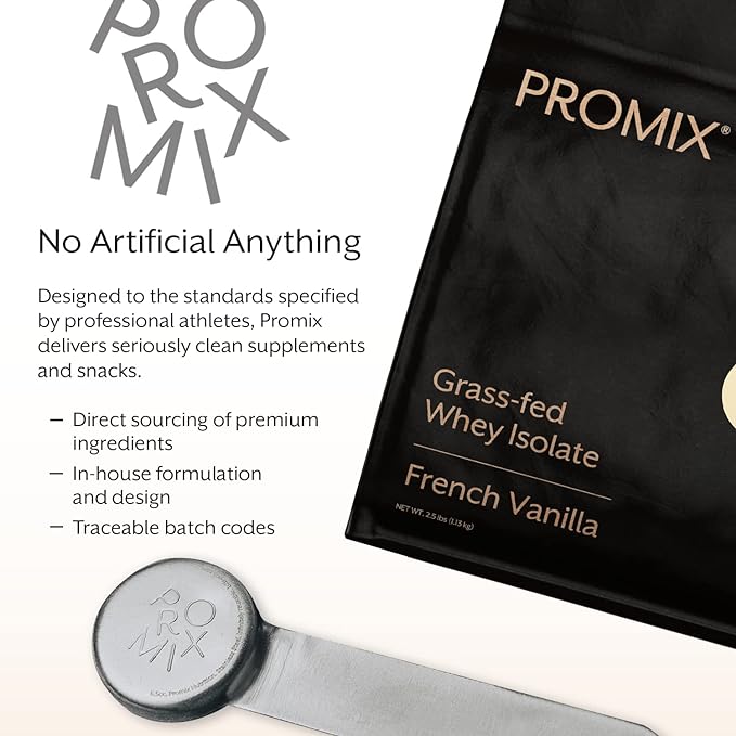 Promix Whey Protein Isolate Powder - Grass-Fed & 100% All Natural - Post Workout Fitness & Nutrition Shakes, Smoothies, Baking & Cooking Recipes - Gluten-Free & Keto-Friendly - Vanilla, 5 Pound
