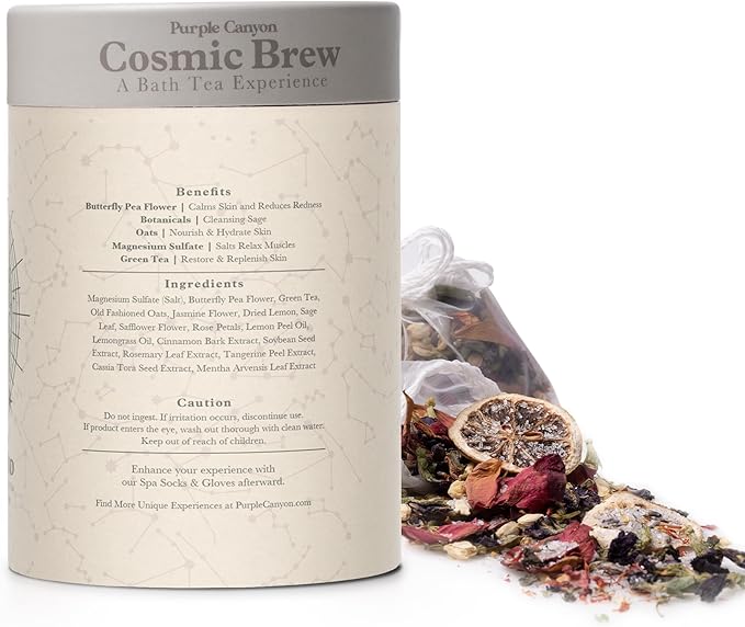 Astral Blend Bath Tea by Purple Canyon | 3 Purifying Bath Soaks with Sage, Rose, Lemongrass, and Rosemary | Stress Relief Gifts for Women