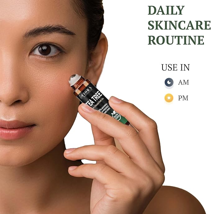 Fiora Naturals Tea Tree Oil Roll On - 100% Natural Tea Tree Essential Oil for Skin, Face, Acne, Nails, Cuticles, Scalp & Aromatherapy Wellness