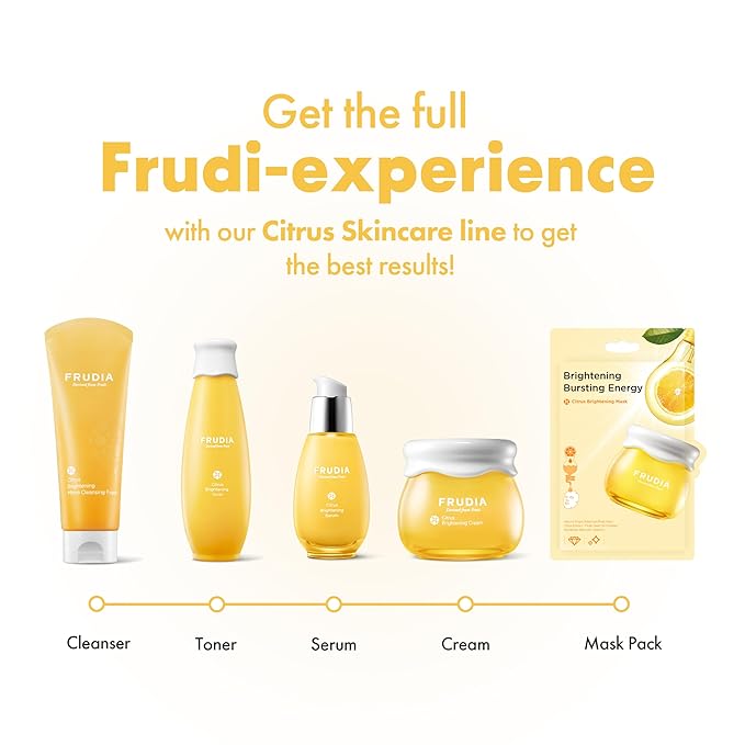 FRUDIA Citrus Clarifying Mask (10 Pack), Vitamin C Korean Face Mask with 46% Mandarin Peel Extract, Vegan Vitamin C & Mela-Zero for Brightening & Dark Spot Treatment