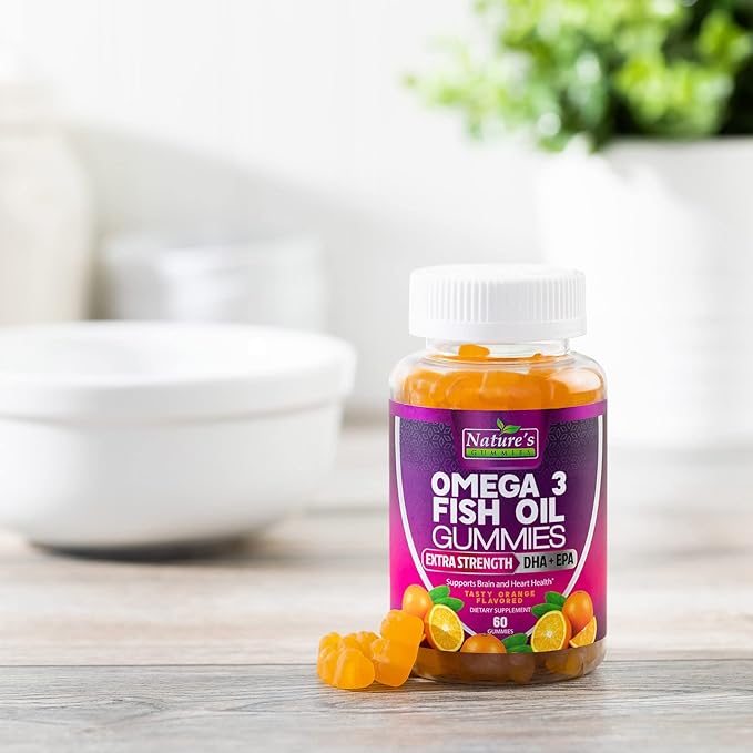 Omega 3 Fish Oil Gummies, Extra 3s DHA 60 Gummies