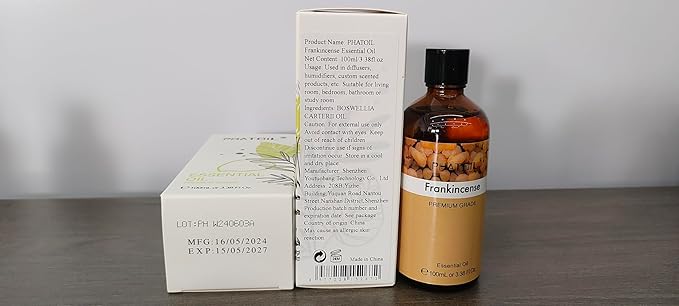 Frankincense Essential Oil 100ML, Essential Oils for Diffuser, Humidifier, Aromatherapy, Perfect for DIY Soap, Candle, Bath Bombs Making