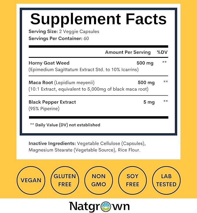 Natgrown Horny Goat Weed and Maca -120 Ct