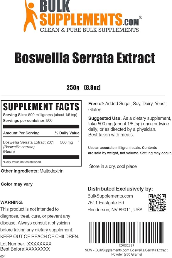 BulkSupplements.com Boswellia Serrata Extract Powder 500mg per 250g (8.8 (8.8 oz) 1)