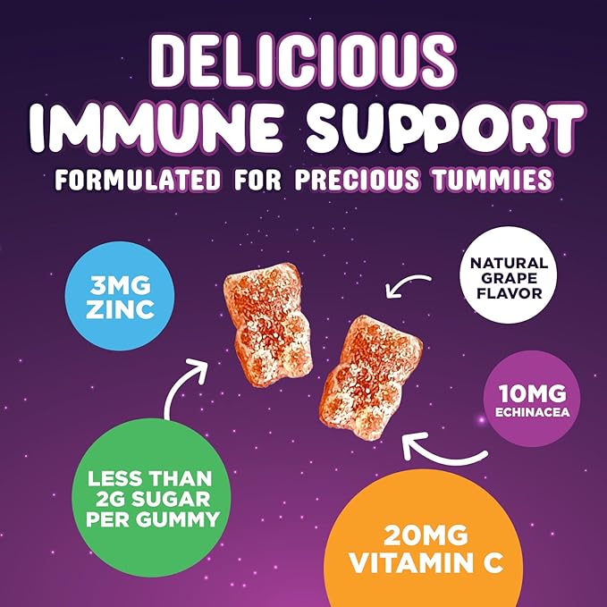 Kids Immune Support Gummy - Vitamin C, Zinc & Echinacea, Daily Children's Immune Support Gummies for Kids Ages 4 and Up, Nature's Vitamins for Kids, Vegan & Non-GMO, Natural Berry Flavor - 90 Gummies
