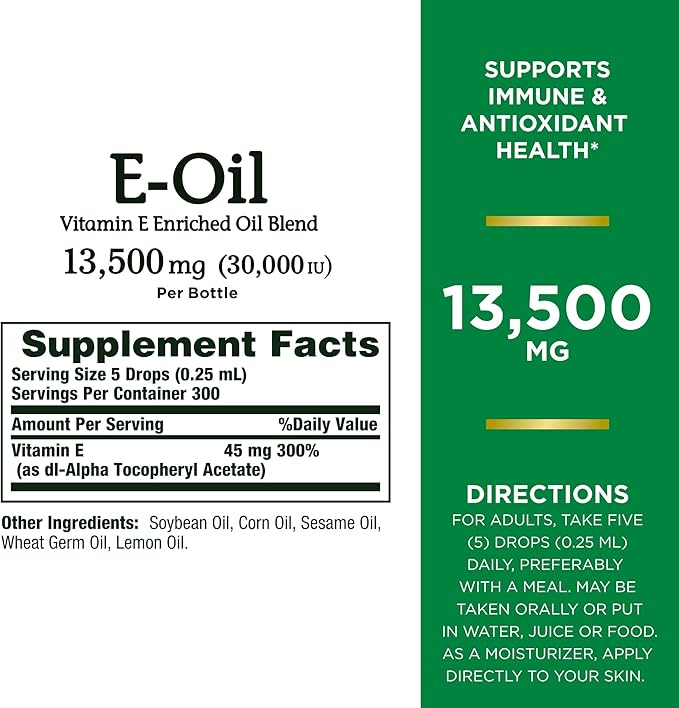 Nature’s Bounty Vitamin E Oil, Supports 30,000IU Vitamin 2.5 fl