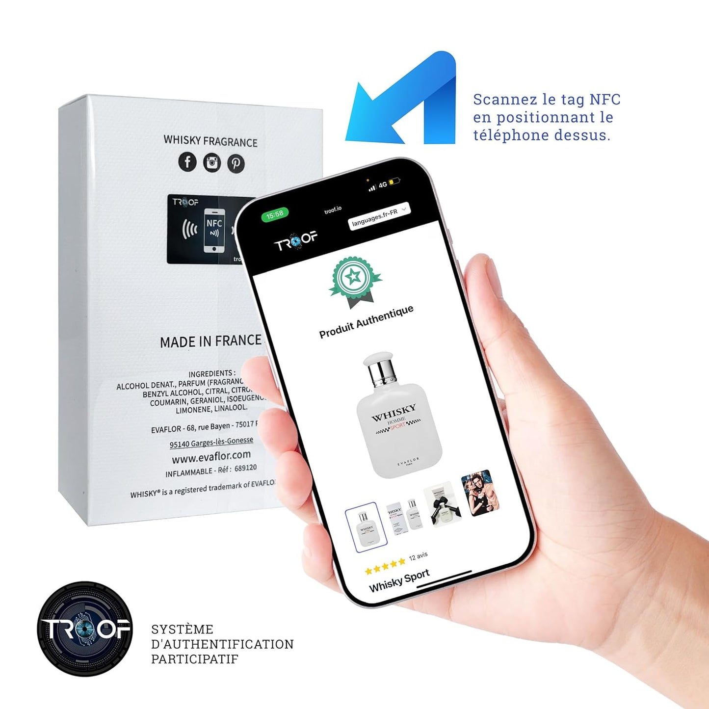 EVAFLORPARIS WHISKY SPORT Eau de Toilette for Men – Fresh and Energizing Scent with Mandarin, Ginger and Amber – For the Dynamic and Competitive Man – Made in France 3.4 Fl Oz