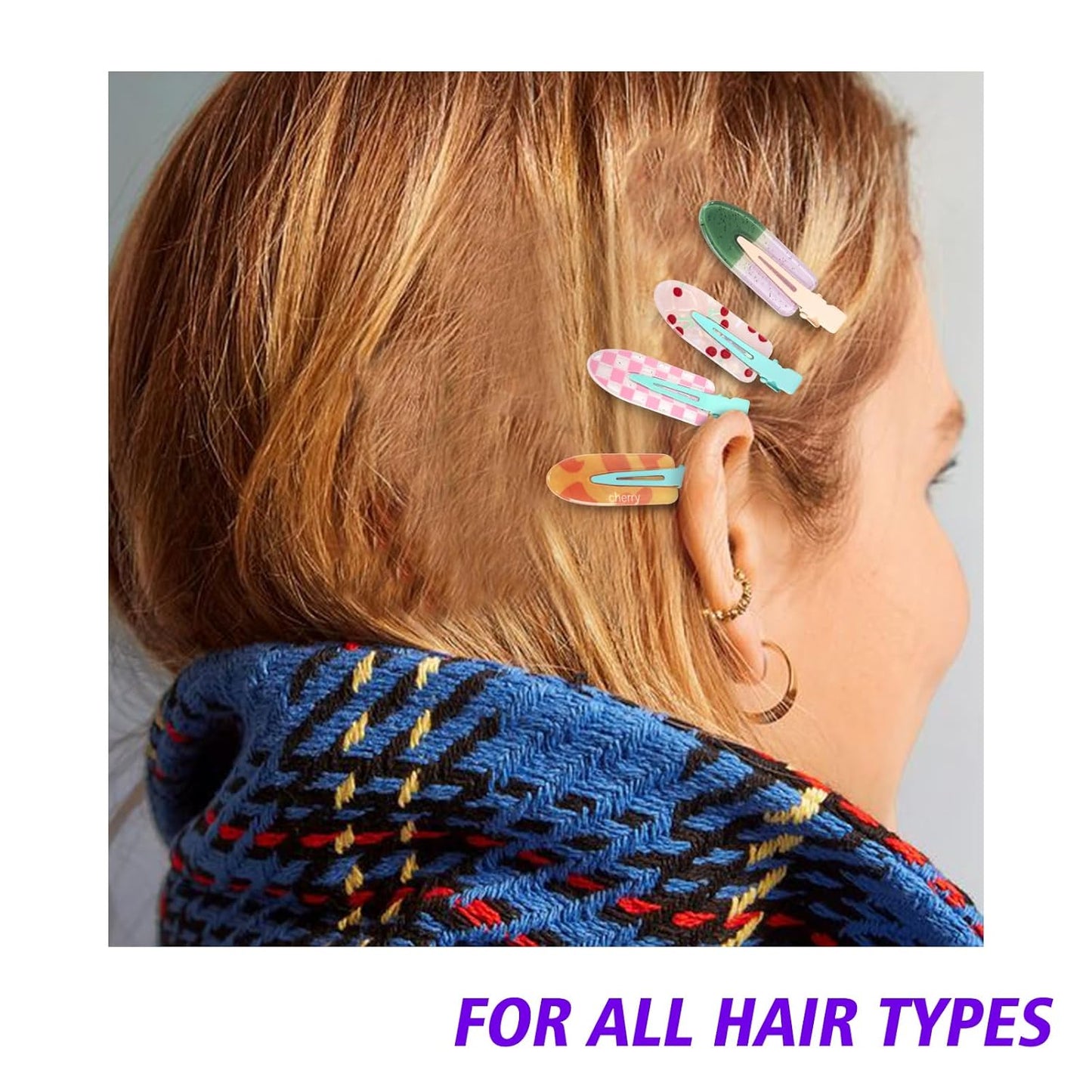 Magicsky 12PCS No Bend Hair Clips, Hawaiian Acrylic Flat Styling No Crease Pins, Bang Seamless Duckbill, Barrettes for Makeup, Cute Beach Hairstyle Tool for Women Girls, Colorful Fruit