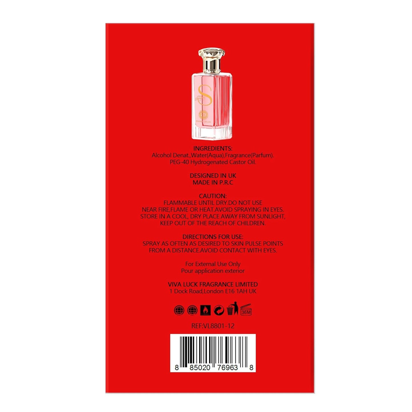 Hybrid & Company Women Amazing Red Pour Femme Eau De Parfum Vaporisateur Natural Spray 3.4 Fl Oz