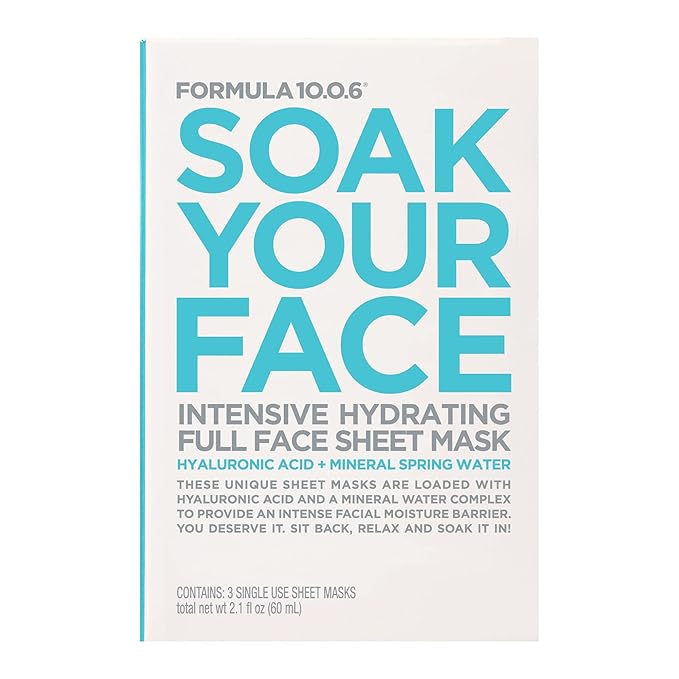 FORMULA 10.0.6 - Soak Your Face Intensive Hydrating Sheet Mask 3 clothe masks
