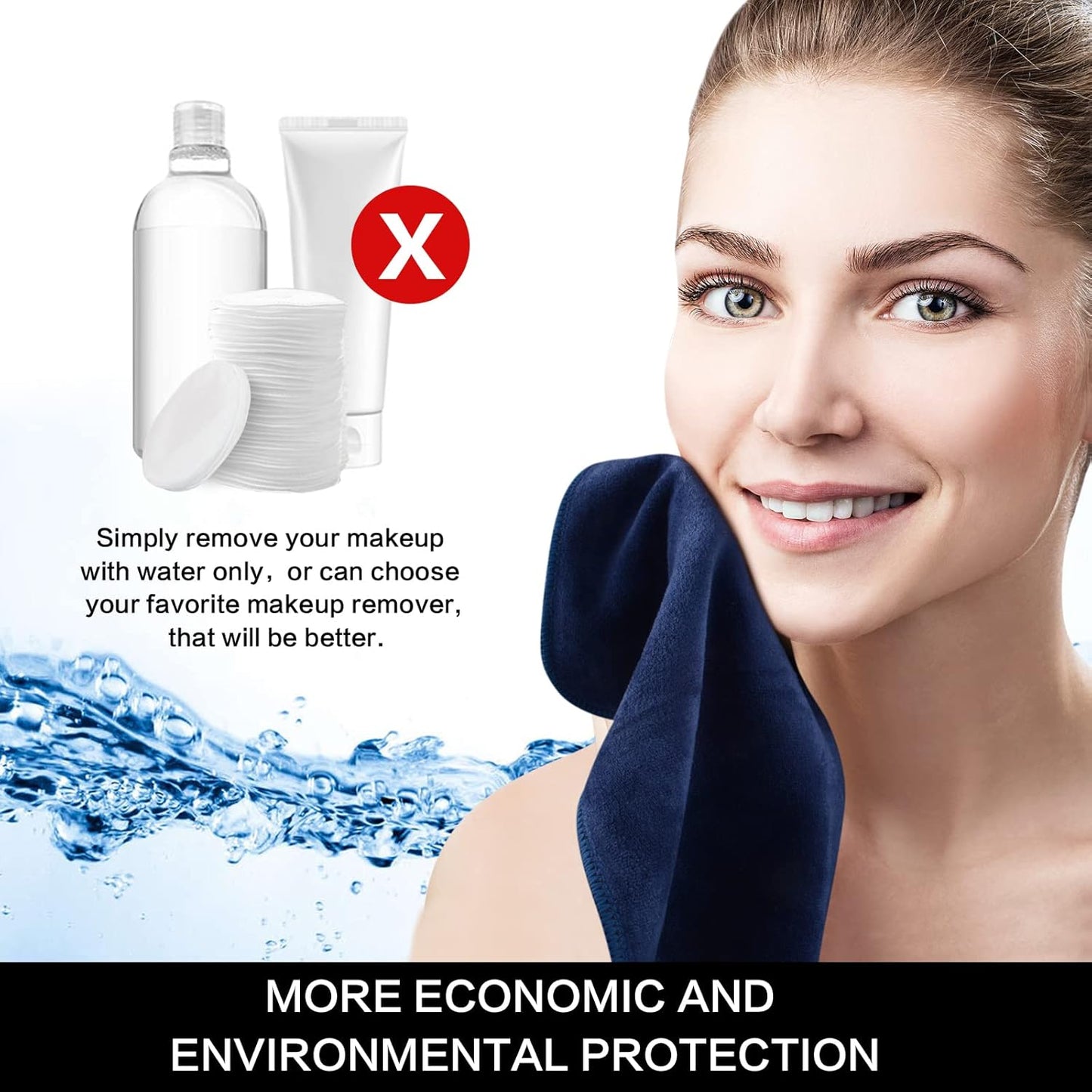 SINLAND Microfiber Facial Cloths Fast Drying Washcloth 12inch x 12inch (Pack of 10, Navy Blue)