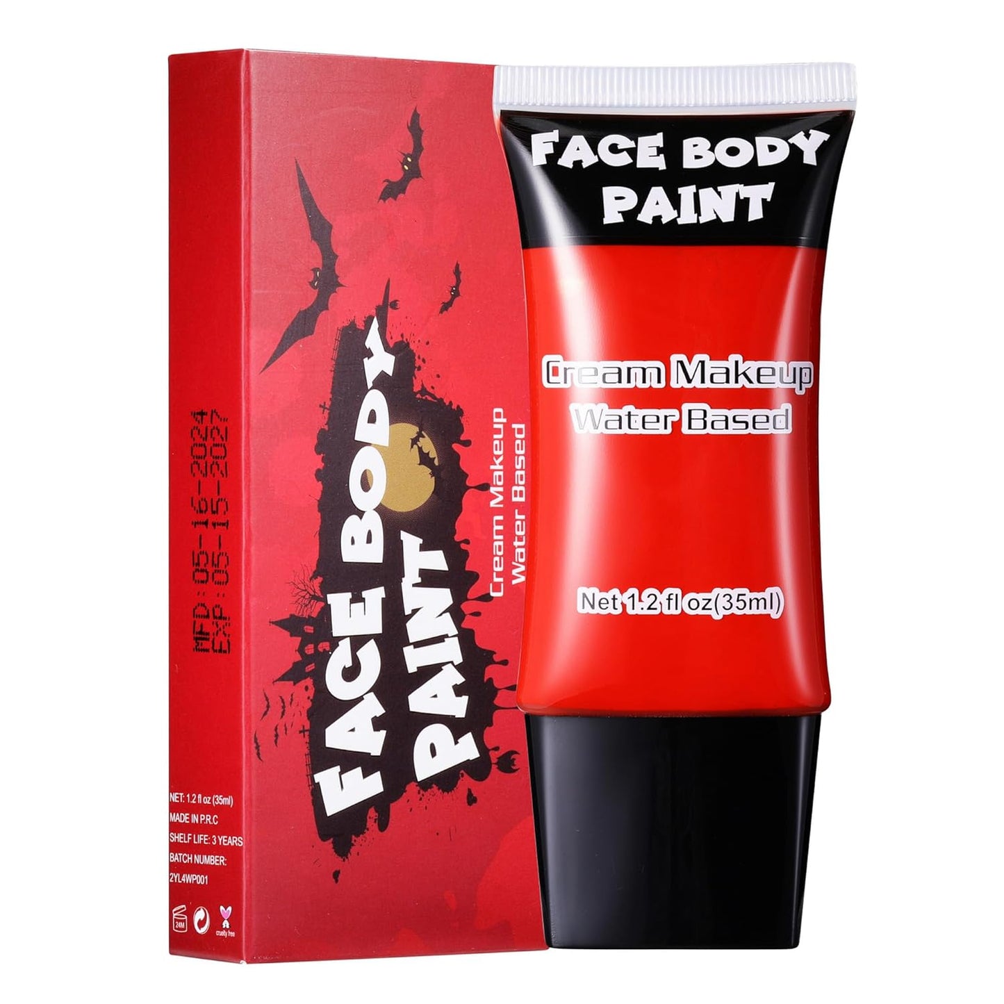 Devil Red Face Paint, Professional Face Painting Kit, Cream FX Water Based Body Paint, Full Coverage Foundation Makeup, SFX Makeup For Halloween Clown Joker Skeleton Pennywise Vampire Cosplay