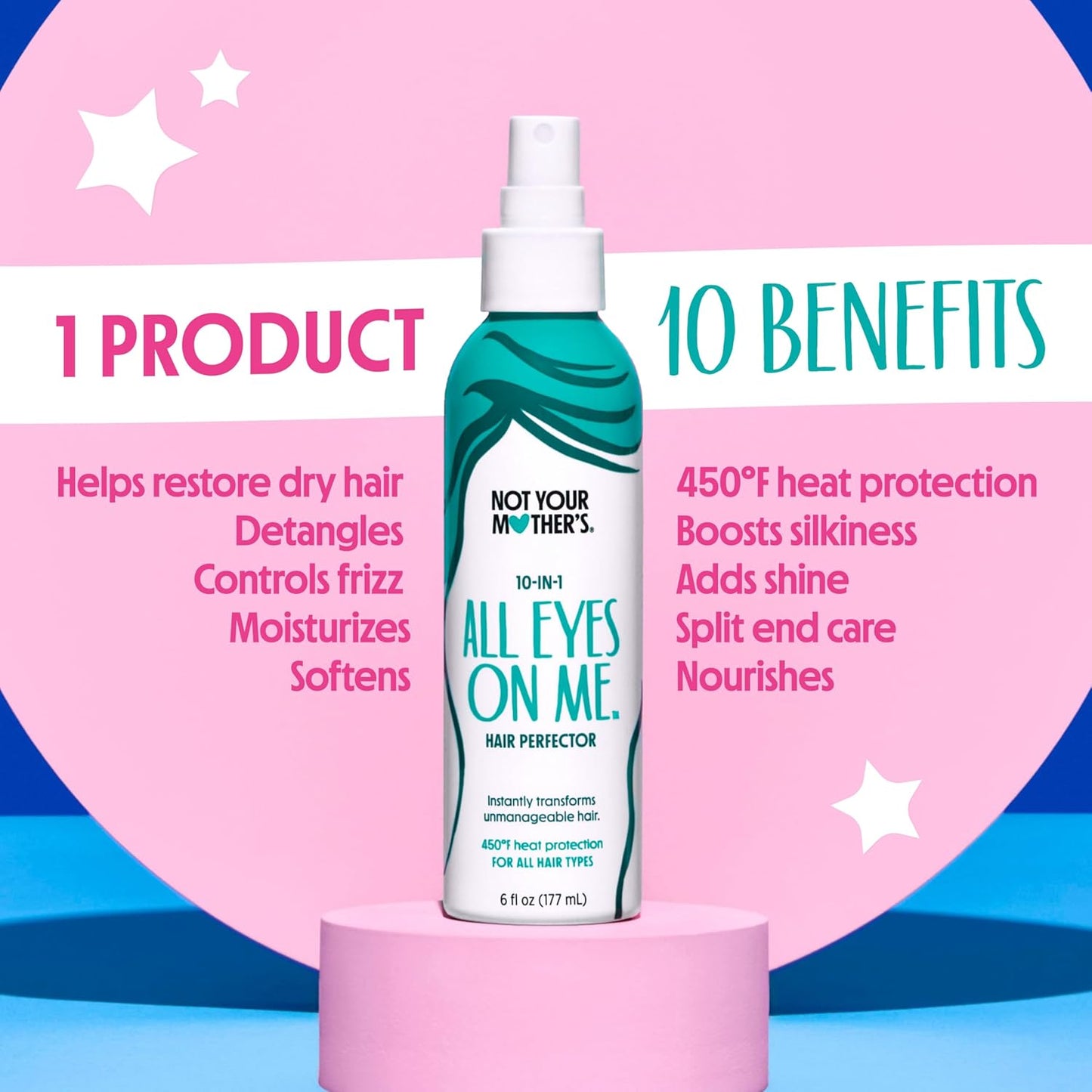 Not Your Mother's All Eyes On Me 10-in-1 Hair Perfector & 3-in-1 Wax Stick & Styling Cream (3-Pack) - Protectant & Styling Products for All Hair Types