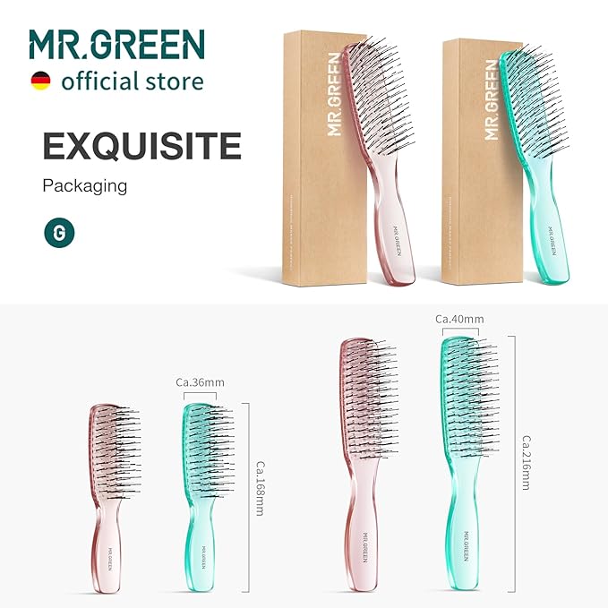 MR.GREEN Hair Brush Crystal Scalp Massage Combs Volumizing Hair Styling Fine Tooth Detangling Tool For Long Wet Dry Hair Women Gift (Pink, Large)