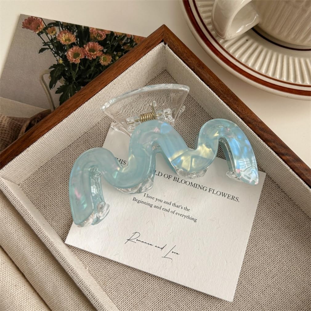 Hair Claw Clips, 3.5 Inch Hair Banana Barrettes, Mermaid Color Hair Clips Cellulose Acetate Large Hairpin Plastic Rectangle Stylish Hair Accessories for Women Ladies, 3 Pack