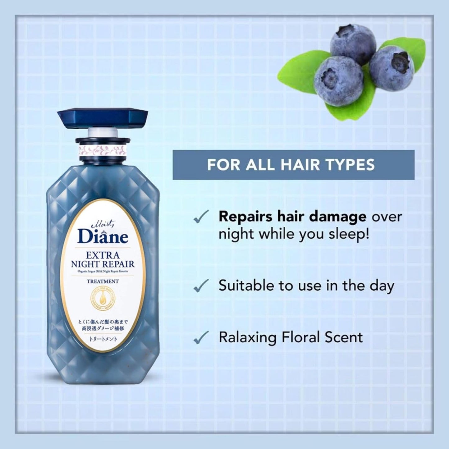 Moist Diane Keratin Conditioner for Men, Curl Conditioner for Women with Argan Oil, Shea Butter, Marula Oil & Vitamin E, Protein CONDITIONER from Japan, Sulfate Free 15.2 Fl Oz EXTRA NIGHT REPAIR