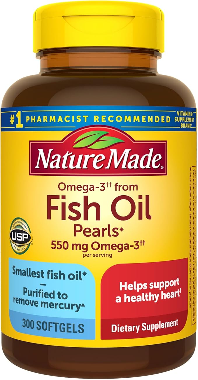Nature Made Omega 3 Fish Oil 550 mg 3 Supplement 300 Softgels, 100 Day