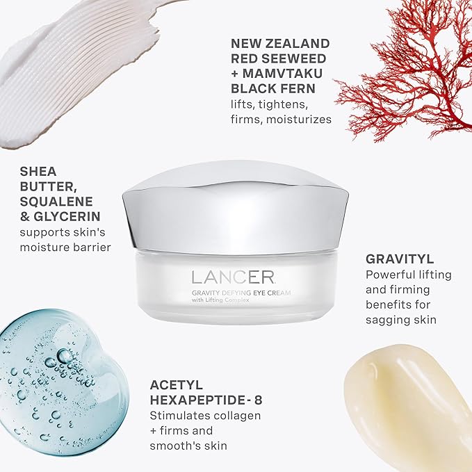 Lancer Skincare Gravity Defying Eye Cream with Lifting Complex, Firming & Hydrating Under Eye Cream for Lifting, Crow's Feet & Expression Lines (.5 Oz)