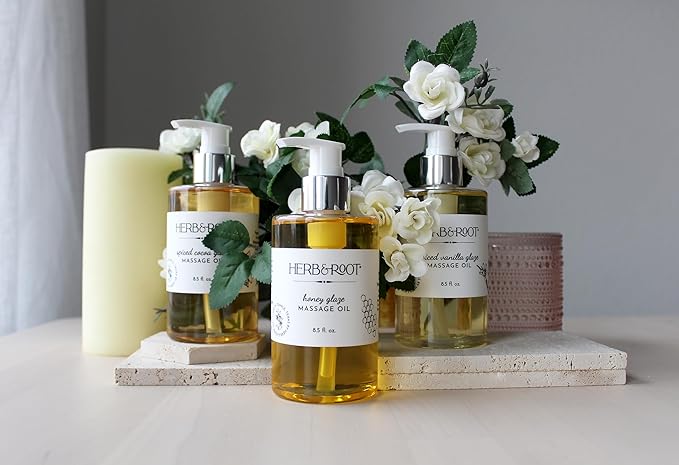 Spiced Vanilla Massage Oil with Warming Cinnamon, Made with Non-Sticky Plant-Based Oils That Leave The Skin Smooth