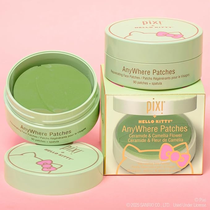 Pixi + Hello Kitty AnyWhere Multipurpose Hydrogel Patches, Hyaluronic, Caffeine & Retinol For Under Eyes, Revitalize Eye Area, 45 pairs / 90 Patches