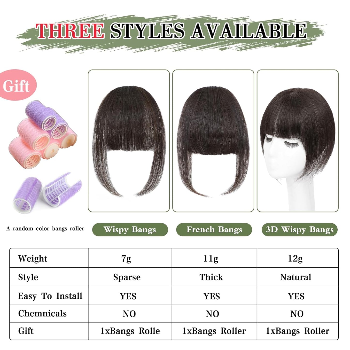 Clip in Bangs for Women - 100% Real Human Hair Wispy Bangs Hair Clip with Temples Hairpieces Fake Bangs for Daily Wear (Dark Brown, Wispy Bangs)