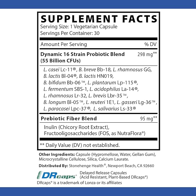 Stonehenge Health Probiotics 55 Billion CFU 16 Strains,