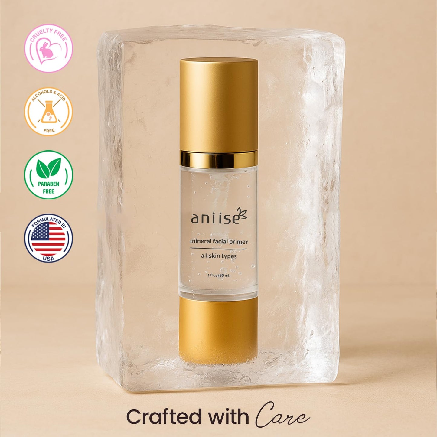 Mineral Makeup Facial Foundation Primer – Smooths Skin, Extends Makeup Wear, Controls Shine, Minimizes Pores & Fine Lines – For All Skin Types – Vegan, Paraben Free, Cruelty-Free – 1 fl oz (30 mL)