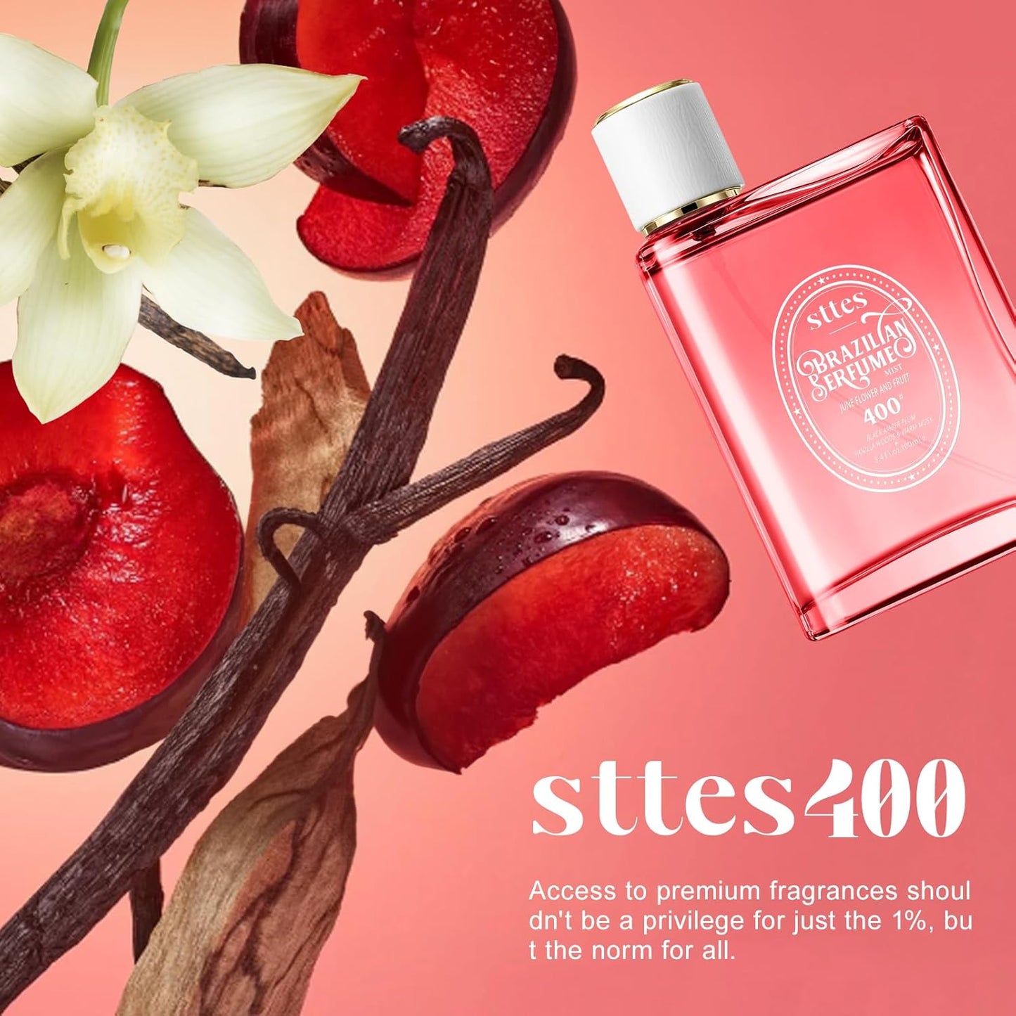 Sttes Perfume 400# (June Flower Fruit) - Eau de Perfume 100ml (3.4fl oz) Flower Fruit Gourmet Tune (Vanilla + Plum + Jasmine + Woody Tone)
