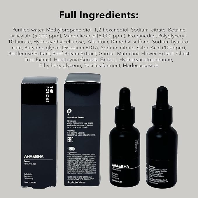 The Potions AHA BHA Facial Ampoule 30ml for Sebum Control - Made in Korea