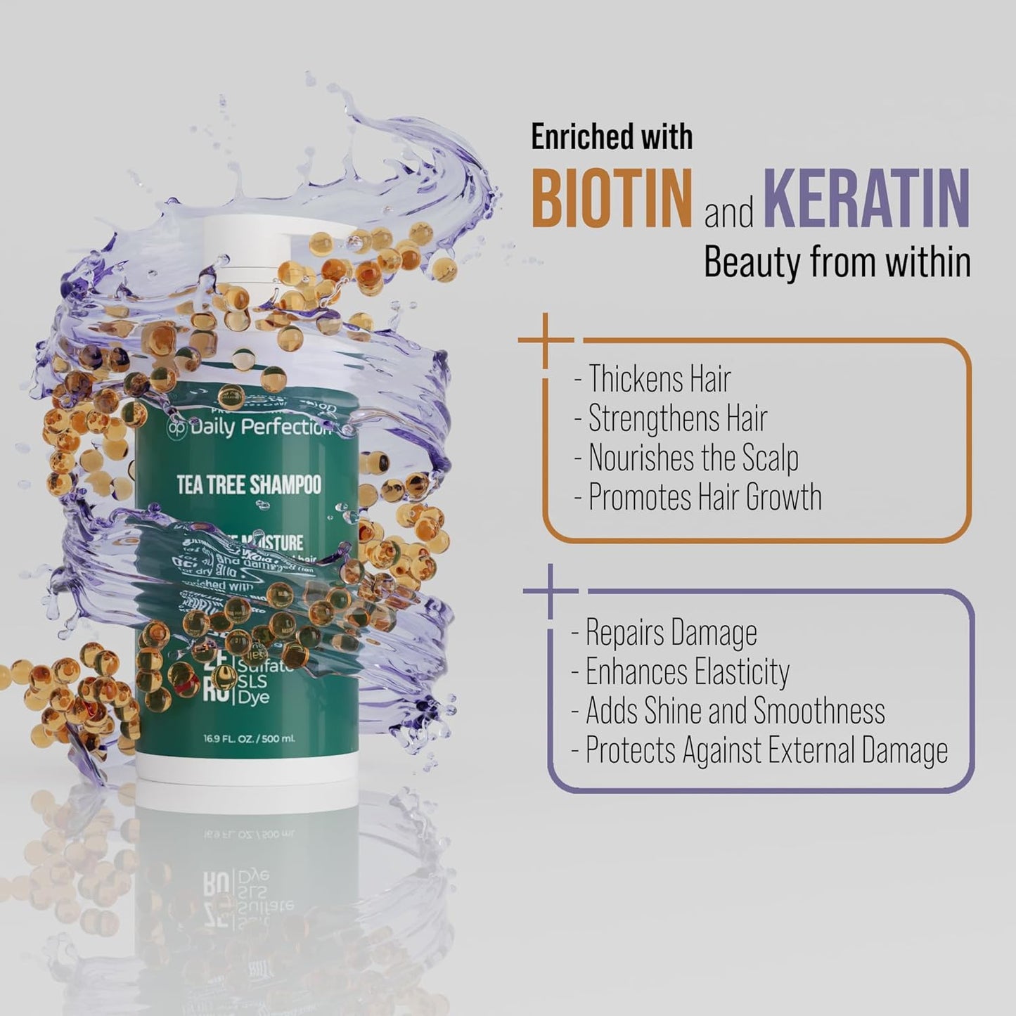 (dp) Tea Tree Shampoo – Hydrate & Soothe Dry Scalp and Hair – Clean + Salon-Grade Formula with Biotin & Keratin