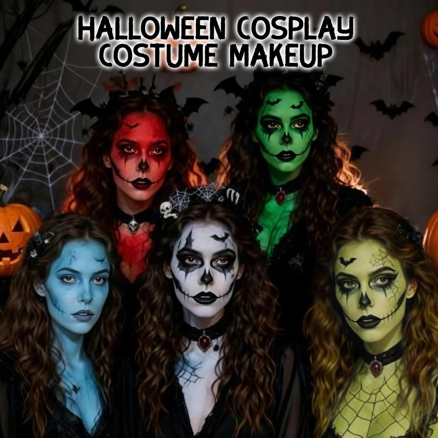 Halloween Makeup Kit for Clown, Black White Face Paint Set for Classic joker Skeleton Looks with Red Eyeshadow Stick, Water-Based Body Paint Set for Cosplay SFX Makeup, Stage shows, Parties