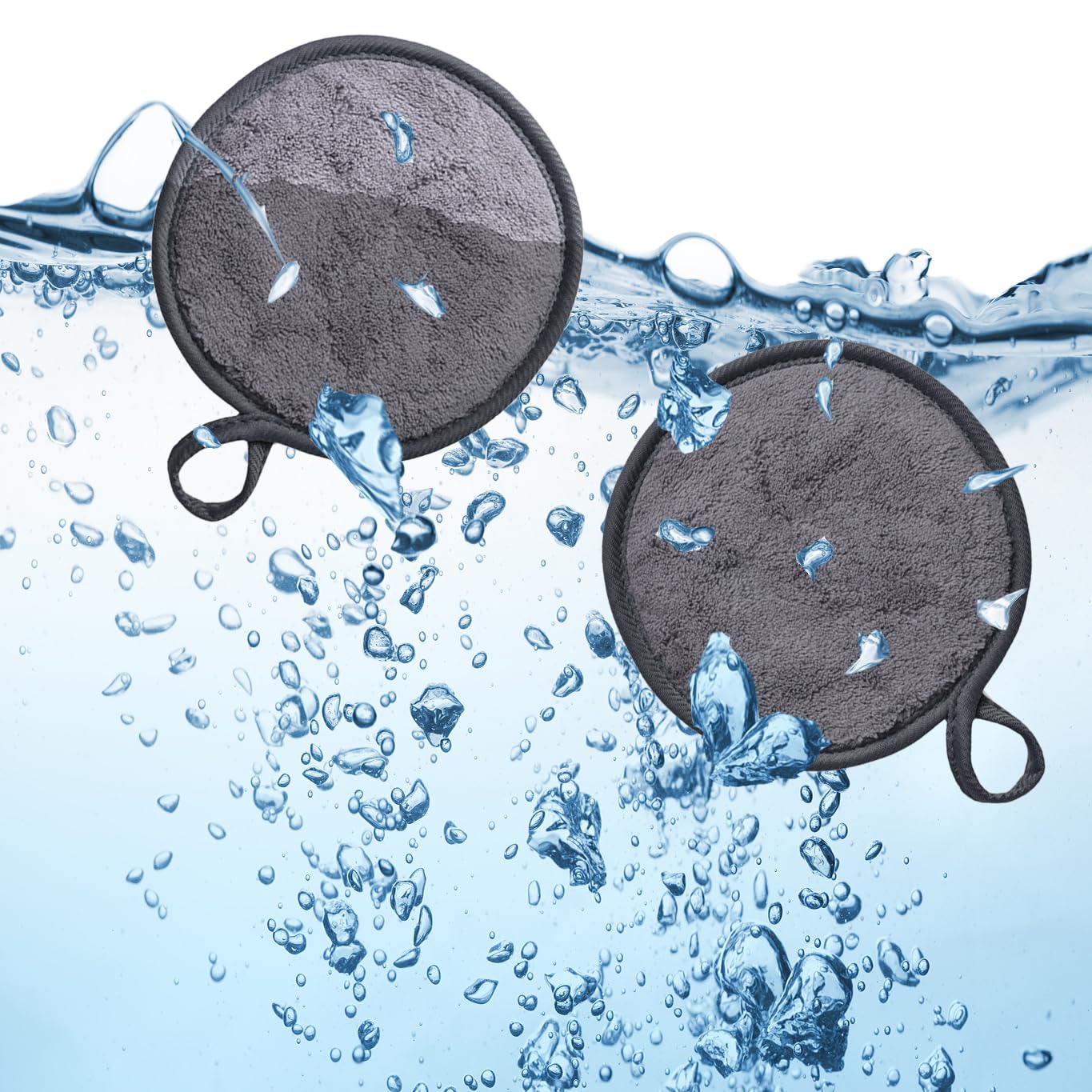 Large Reusable Makeup Remover Pads for Face, Soft Microfiber Makeup Remover Cloths Washable, Premiun 5 INCH Face Cleaning Pad with Laundry Bag, 24 Pack Grey