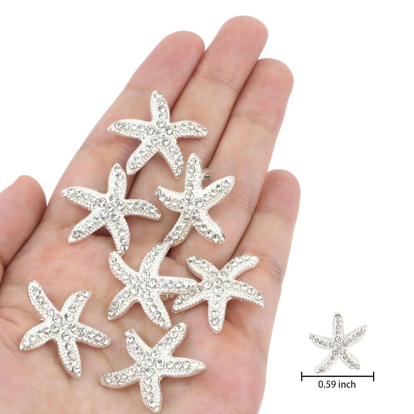 YISSION Starfish Hair Clip, 20Pcs White Rhinestone Hair Pins for Girls Women, Small Decorative Hair Clips, Wedding Hair Barrettes, Bridal Hair Accessories, Beach Wedding Party