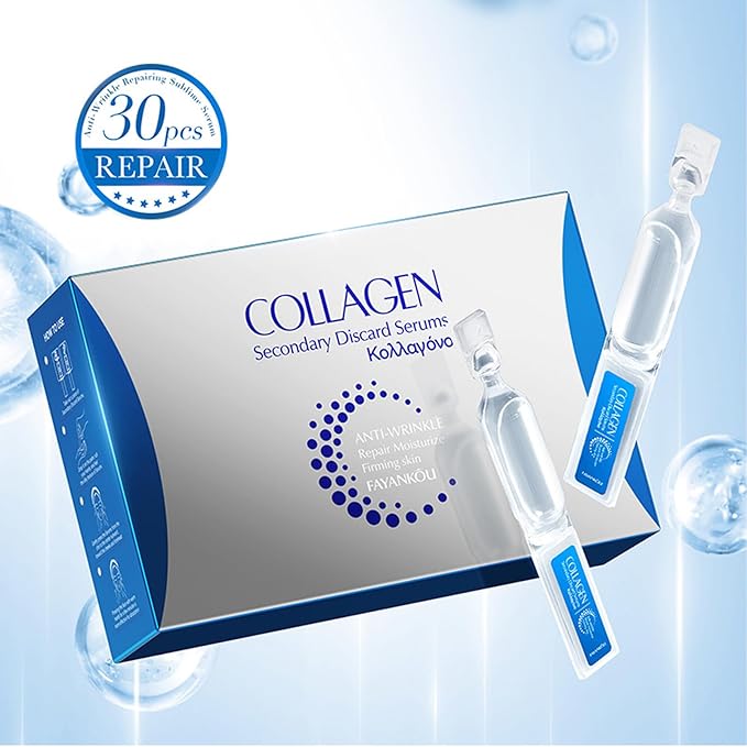 Collagen Serum for Face - Hydrating Serum with Hyaluronic Acid, Anti-Wrinkle & Firming Facial Serum, Repair Skin Barrier, Travel-Size Skincare, Single-Use Vials Skincare, 1.5ml x 30PCS