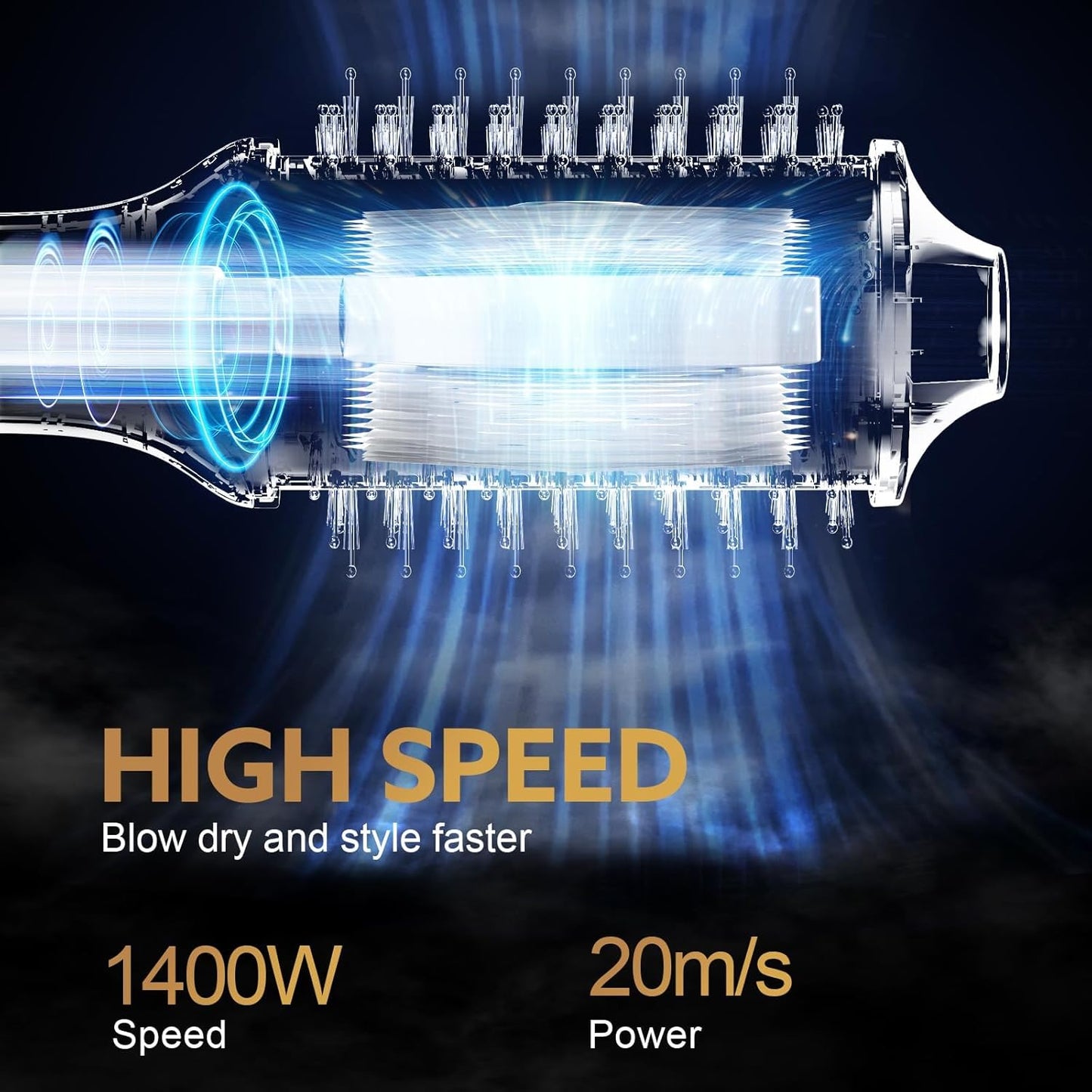 Blow Dryer Brush Hair Dryer | One-Step Hot Air Brush with Oval Volumizer High-Speed Hair Styler with Negative Ions for Drying & Smoothing & Volumizing for All Hair Types 110000 RPM Black