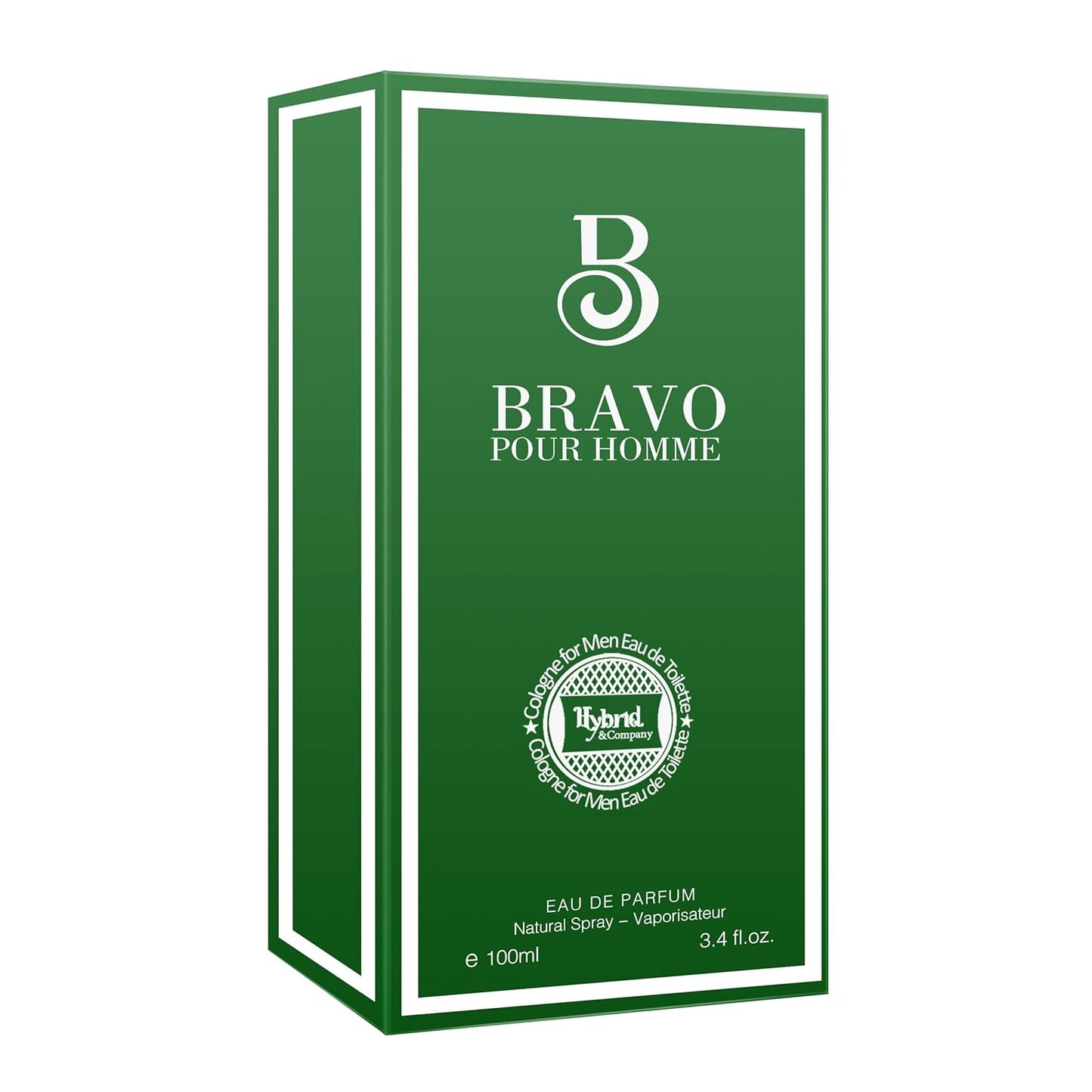 Hybrid & Company Bravo Pour Homme For Men Eau De Parfum Vaporisateur Natural Spray 3.4 Fl Oz