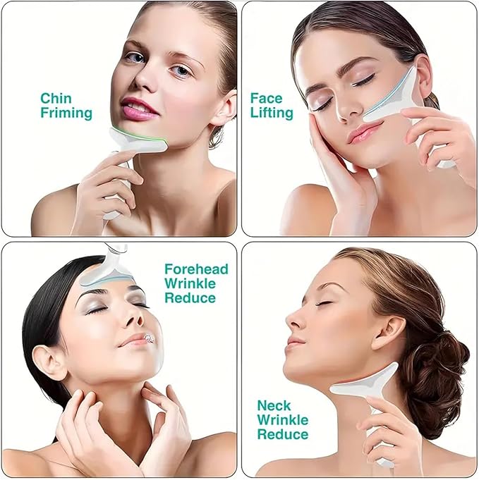 Facial Massager for Face and Neck, Red Light Therapy for Face, Electric Facial Massage with 3 Massage Modes, Vibration and Heating Technologies for Skin Care