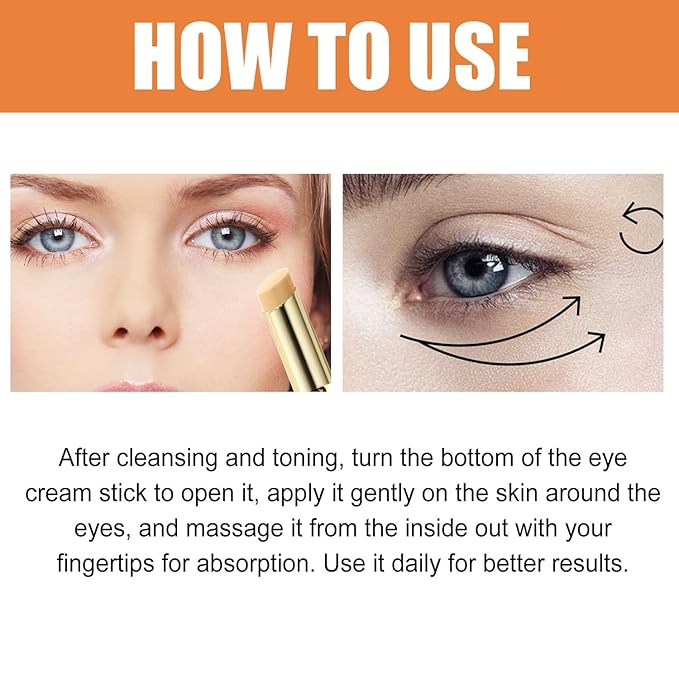 3Pcs Revive Glow Vitamin C Eye Balm, Hydrating Eye Cream, Glow Eye Balm Stick, Brightening and Reducing Dark Circle, Reduces Puffiness