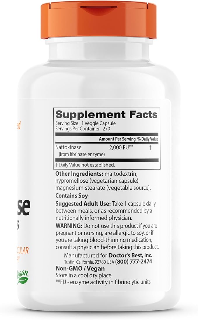 Doctor's Best Nattokinase, Non-GMO, Vegan, Gluten 270 Veggie