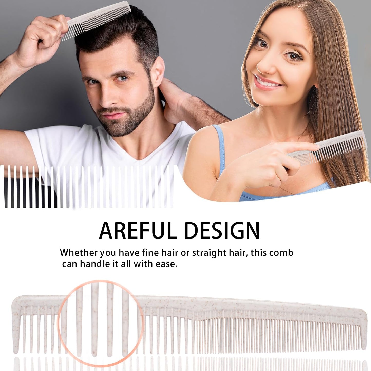 Hair Combs Bulk, Disposable Wheat Straw Combs Individually Wrapped Combs for Hotel, Travel, Airbnb, Charity, Church, Homeless (Pack of 200)
