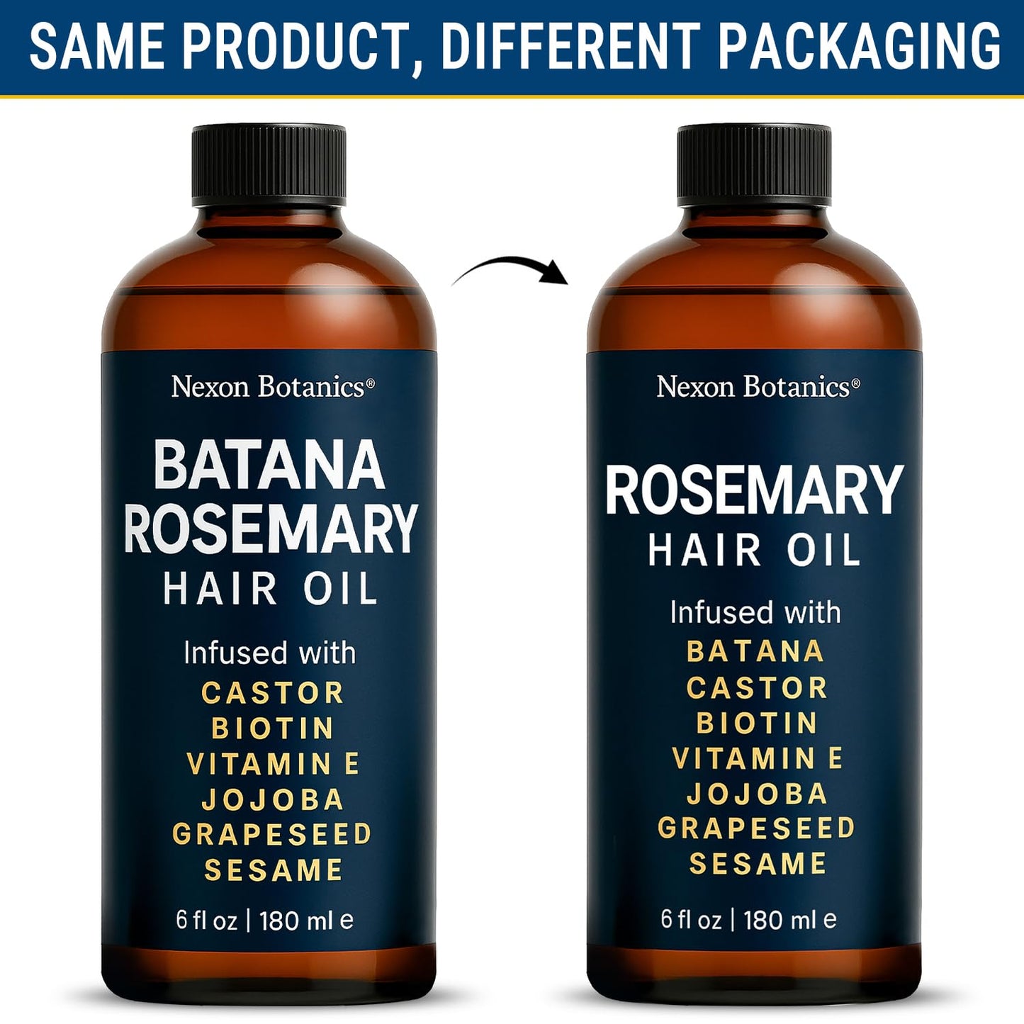 Rosemary Oil for Hair Growth 6 fl oz - Natural Scalp and Hair Oil with Batana, Castor, Biotin, Vitamin E, Grapeseed, Jojoba, Sesame - Aceite de Romero y Batana - Nexon Botanics
