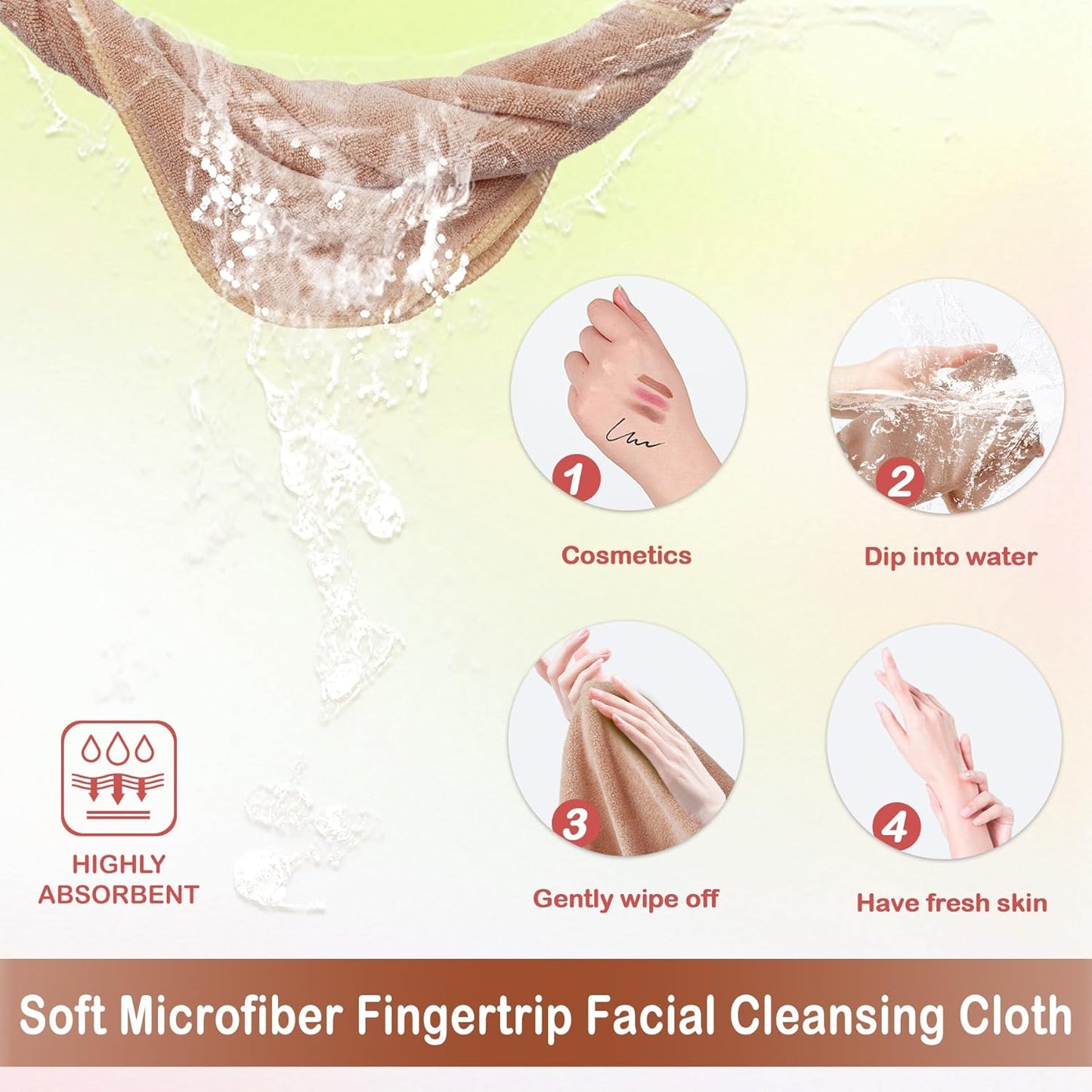 Nugilla Makeup Remover Cloth 12 x 12 Inch, Reusable Makeup Remover Towels for Washing Face, 6 Pack Washable Microfiber Face Cloth Fast Drying Washcloth, Brown