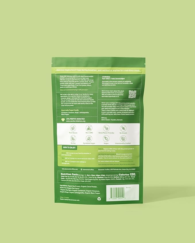 Elements Plant Based Vegan Protein Powder 1lb Pack 14 Servings