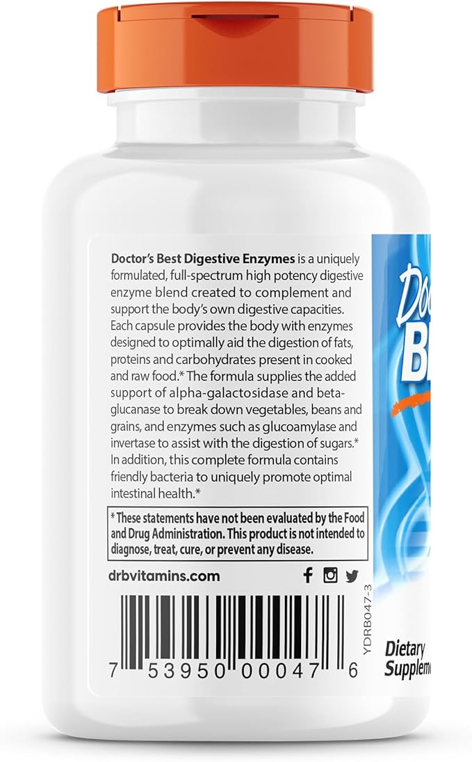 Doctor's Best Digestive Enzymes Non-GMO Vegetarian 90 Veggie