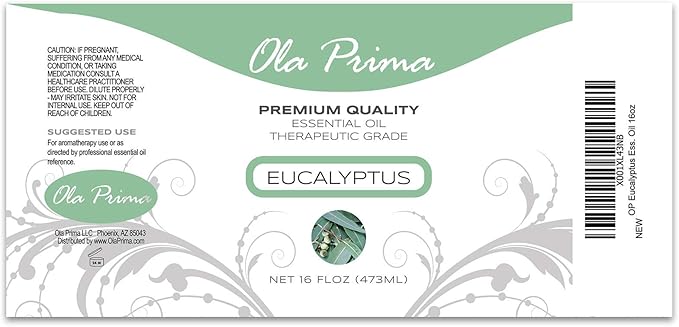 Ola Prima Eucalyptus Essential Oil 16oz Bulk – Therapeutic Grade for Aromatherapy, Diffuser, Stress Ease & Cleaning - Essential Oils