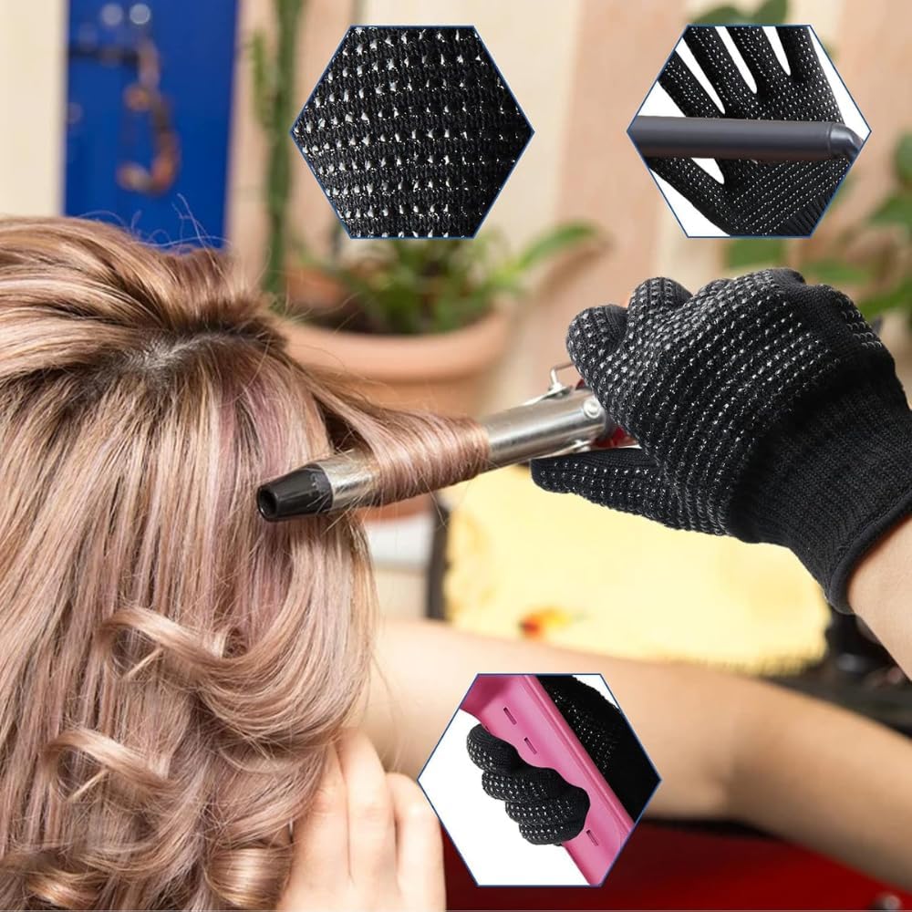 Heat‑Resistant Gloves–Silicone‑Grip Protection for Hair Styling, Curling & Flat Iron, Heat Press, Sublimation–Universal Fit