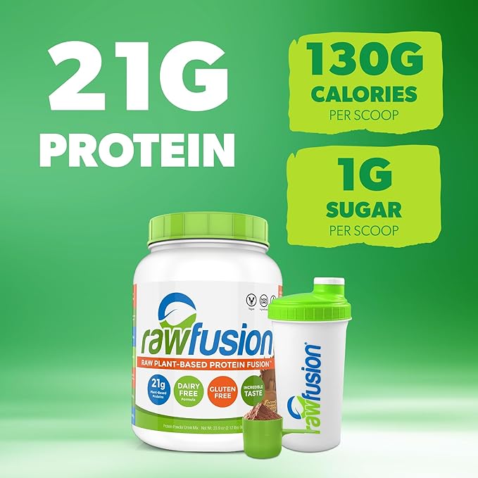 SAN Nutrition RawFusion Plant Protein Powder, Peanut Chocolate Fudge, 32.9 Ounce, Pack of 1