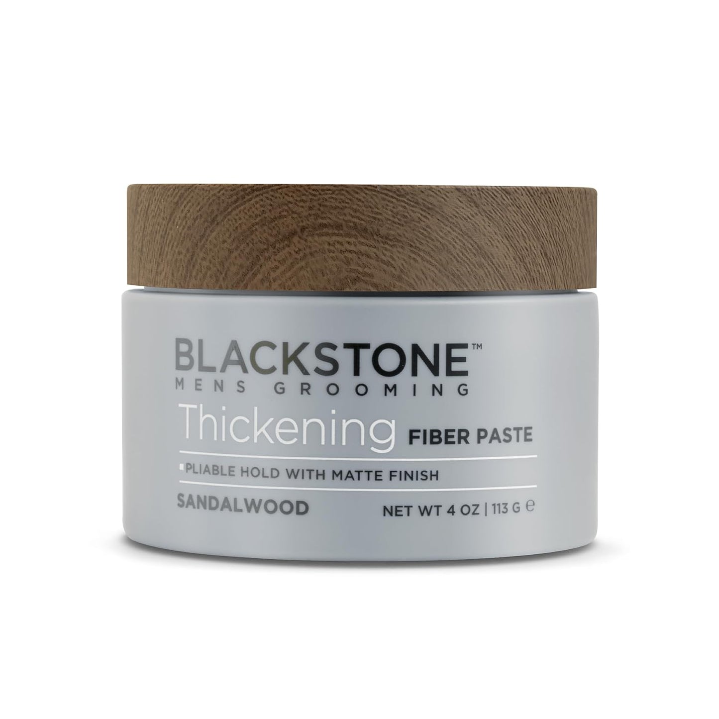 Blackstone Men's Grooming Thickening Fiber Paste Gel for Hair Styling - Adds Volume with Pliable Hold & Matte Finish | Paraben & Cruelty Free | Made in USA, Sandalwood (4 oz)